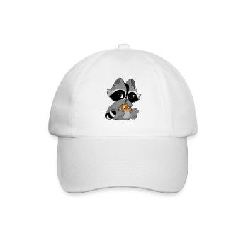 Snuggles der Waschbär ißt ein Stück Pizza - Baseballkappe - Weiß/Weiß - Vorne