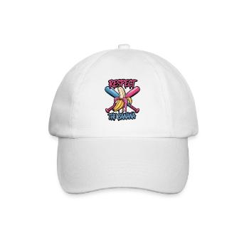  Respektiere Die Banane Witziges Grafikdesign Mit - Baseballkappe - Weiß/Weiß - Vorne