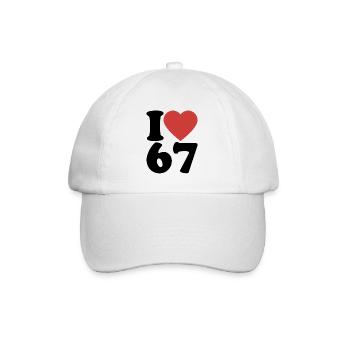 I love six seven | Zahlenduo 6 und 7 - Baseballkappe - Weiß/Weiß - Vorne