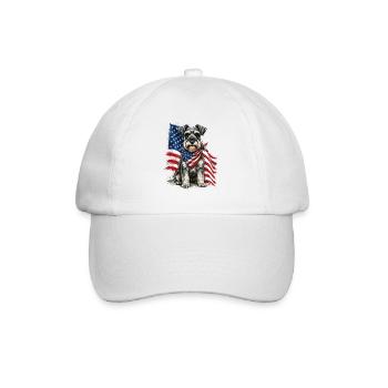 Patriotischer Schnauzer Stars, Stripes Hundestolz, - Baseballkappe - Weiß/Weiß - Vorne