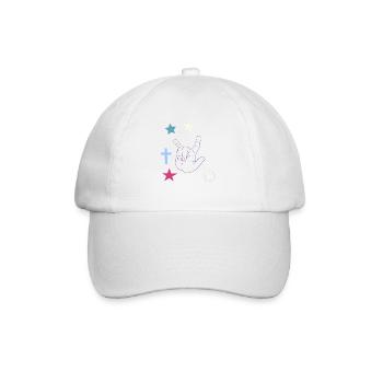Hand signal with cross, stars and moon - Baseball Cap - white/white - Front