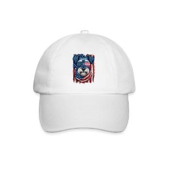 Patriotischer US-Schnauzer Stars Stripes Pride - Baseballkappe - Weiß/Weiß - Vorne