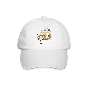 Goldene Initialen Liebesherz - Baseballkappe - Weiß/Weiß - Vorne