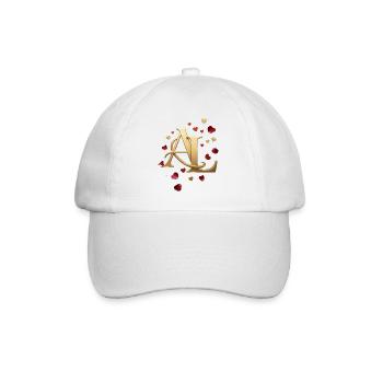 AL Monogram in Gold with Hearts - Baseball Cap - white/white - Front