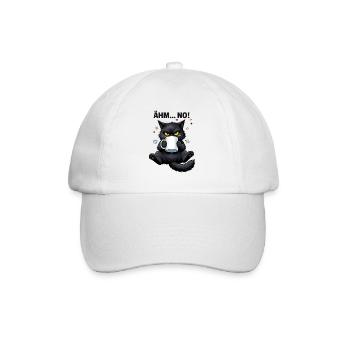 Morgenmuffel Katze mit Kaffee Ähm No - Baseballkappe - Weiß/Weiß - Vorne