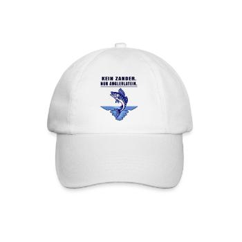 Anglerlatein Spruch – Zander Angler Motiv - Baseballkappe - Weiß/Weiß - Vorne