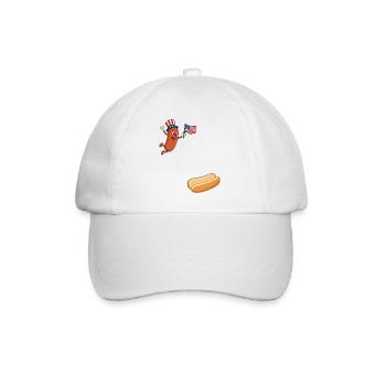 Hotdog jumps into the bun – Hotdog for the 4th of July - Baseball Cap - white/white - Front
