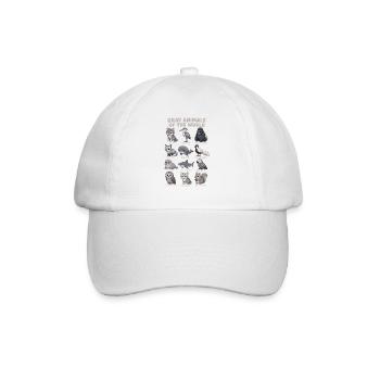 Gray Animals Of The World Wildlife Diagram Wolf Owl - Baseball Cap - white/white - Front