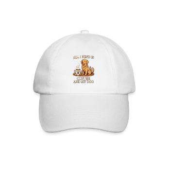 Alles, was ich brauche, ist Kaffee und mein Hund - Baseballkappe - Weiß/Weiß - Vorne