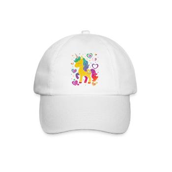 Cute Unicorn with Hearts Design - Baseball Cap - white/white - Front