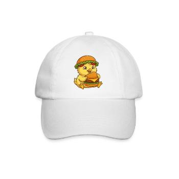 Cute Chicken Chick Cartoon Burger Funny - Baseball Cap - white/white - Front