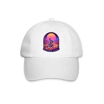 Synthwave Gravel Cyclist Chasing Horizons - Baseball Cap - white/white - Front