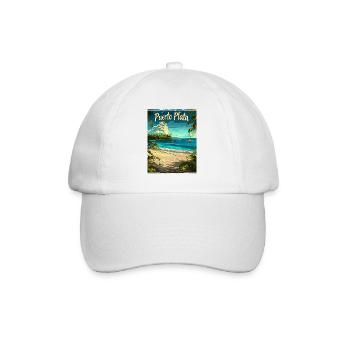 Exotischer Strand Puerto Plata Karibik Landschaft - Baseballkappe - Weiß/Weiß - Vorne