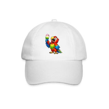 Papagei mit einem Eis - Baseball Cap - white/white - Front