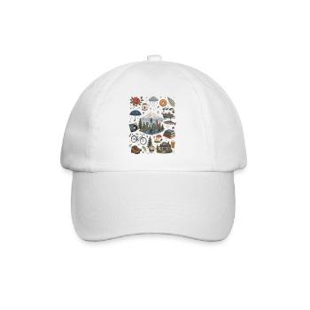 Portland, Oregon Coffee, Nature & Roses - Baseball Cap - white/white - Front
