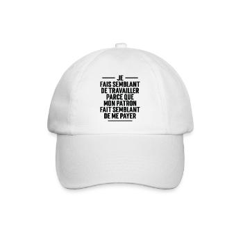 Je fais semblant de travailler - Casquette classique - blanc/blanc - Devant