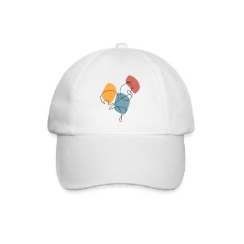 Lineart rooster with colour background - Baseball Cap - white/white - Front