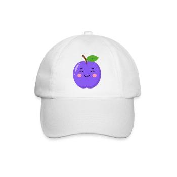 Prune de Kawaii bleu-violet – Motif de fruits sucrés - Casquette classique - blanc/blanc - Devant