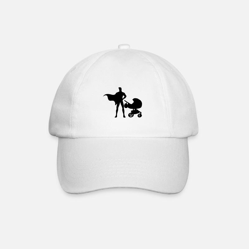 Super Dad with stroller - Baseball Cap - white/white