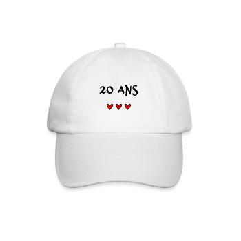20 ANS. 20e ANNIVERSAIRE. ANNIVERSAIRE 20 ANS. 20 - Casquette classique - blanc/blanc - Devant