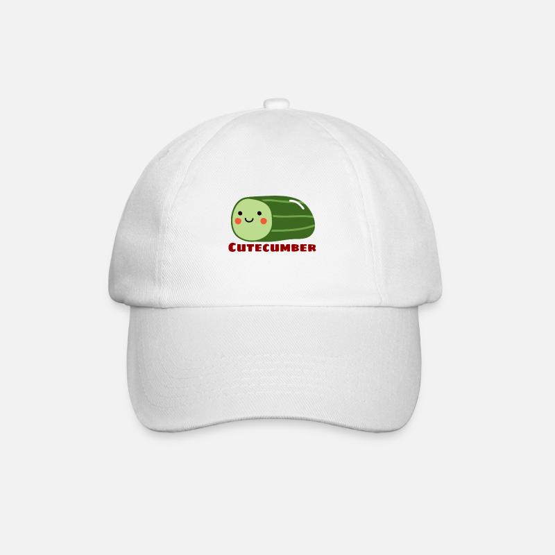 Cutecumber | Niedliches Gurken-Wortspiel - Baseballkappe - Weiß/Weiß