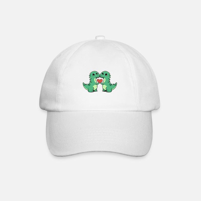 Dinosaurier brontosaurus Paar Herz - Baseballkappe - Weiß/Weiß