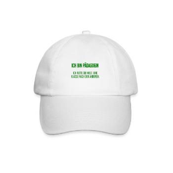 Ich bin Pädagogin - ich rette die Welt - Baseballkappe - Weiß/Weiß - Vorne