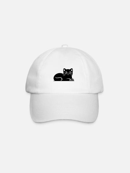 Liten fet katt tegning - Baseballcap - hvit/hvit