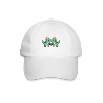 Dinosaure stégosaure couple coeur - Casquette classique - blanc/blanc - Devant