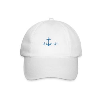 Herzschlag - Heartbeat - Anker - Anchor - Maritim - Baseballkappe - Weiß/Weiß - Vorne