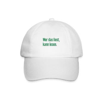 Wer das liest, kann lesen. - Baseballkappe - Weiß/Weiß - Vorne