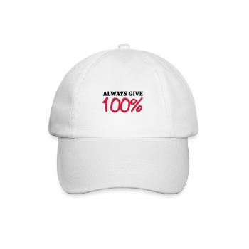 Always give 100 - Baseball Cap - white/white - Front