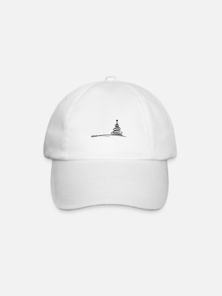 Christmas - tree drawing - Baseball Cap - white/white