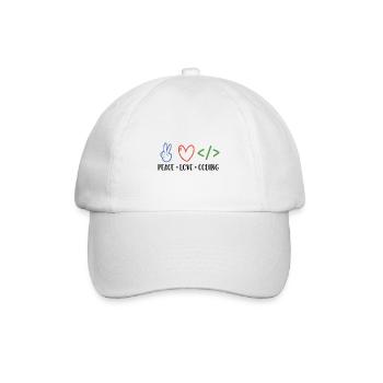 Peace Love Coding Coder Software Developer Program - Baseballkappe - Weiß/Weiß - Vorne