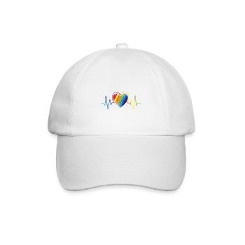 LGBT GAY Rainbow Flag Heart Beat Gift - Baseballkappe - Weiß/Weiß - Vorne