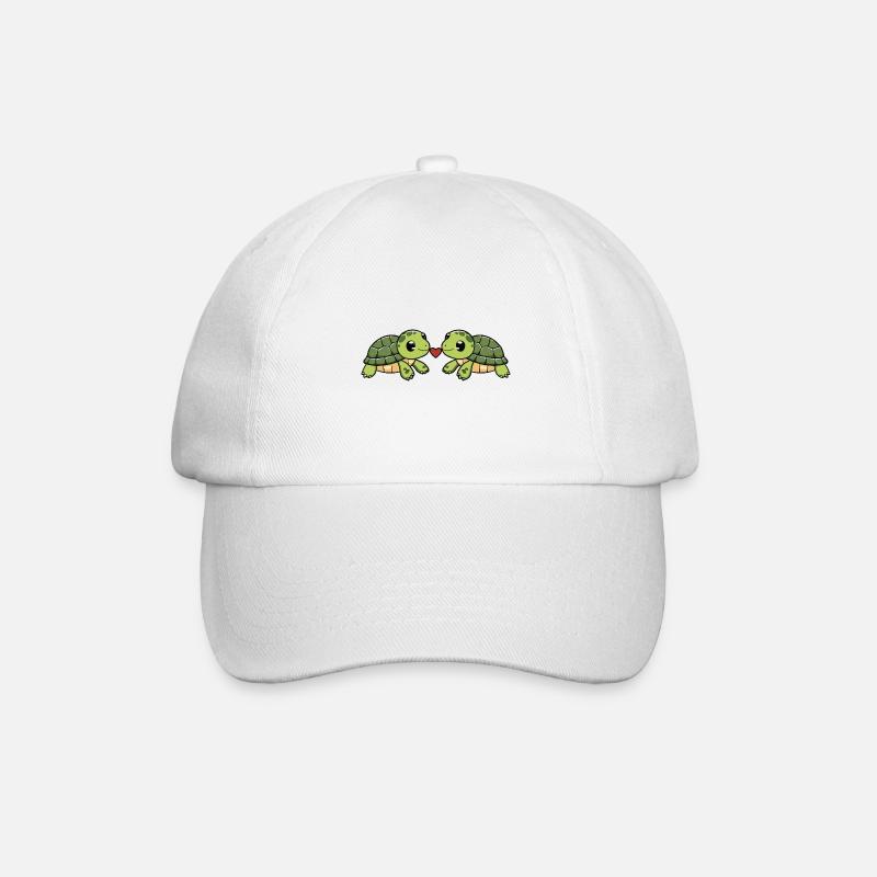 Schildkröte Paar Herz - Baseballkappe - Weiß/Weiß
