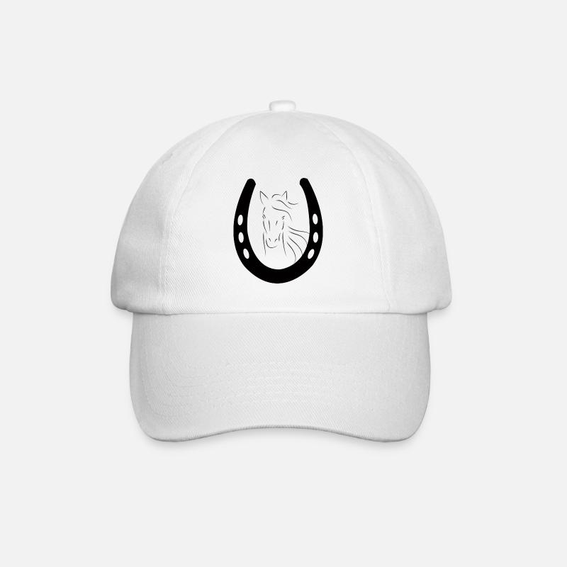 Cheval avec fer à cheval - Casquette classique - blanc/blanc