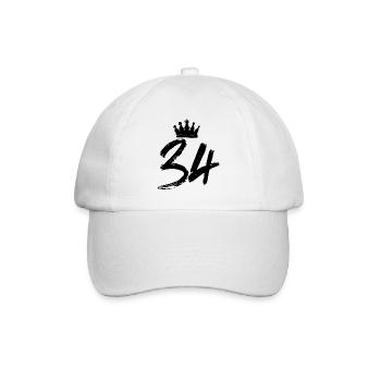 34 Zahl Krone - Baseballkappe - Weiß/Weiß - Vorne