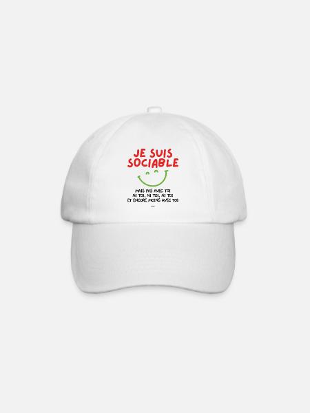 Je suis sociable mais pas avec toi - Casquette classique - blanc/blanc
