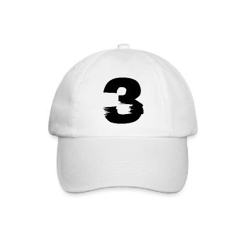 3 Zahl - Baseballkappe - Weiß/Weiß - Vorne