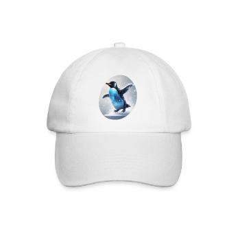 Süßer Pinguin hüpft - Baseballkappe - Weiß/Weiß - Vorne