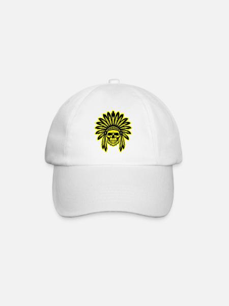 Apache Indianer Häuptling Totenkopf - Baseballkappe - Weiß/Weiß