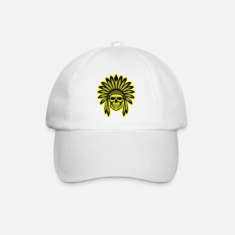 Apache Indianer Häuptling Totenkopf - Baseballkappe - Weiß/Weiß