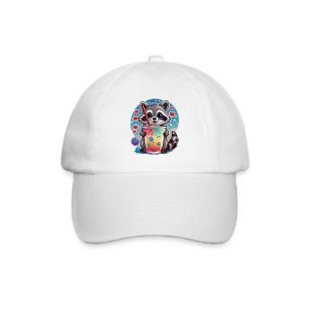 petit raton laveur mignon avec de la limonade et de la paille - Casquette classique - blanc/blanc - Devant