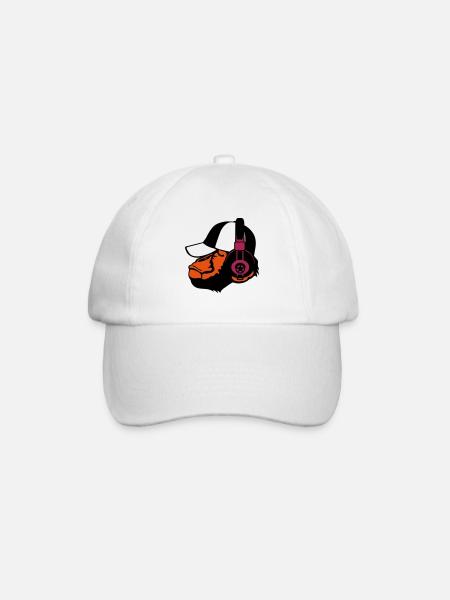 Affenkopfhörer Kappe Musik Audio - Baseballkappe - Weiß/Weiß