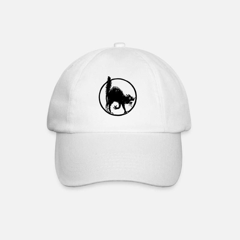 Halloween Cat / Schwarze Katze - Baseballkappe - Weiß/Weiß