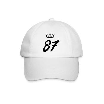 87 Zahl Krone - Baseballkappe - Weiß/Weiß - Vorne