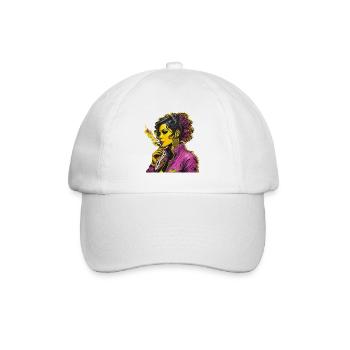 Woman Smoking - Baseball Cap - white/white - Front
