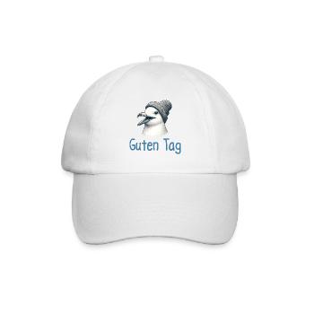 Guten Tag - Moin Möwe mit Beanie Mütze - Baseballkappe - Weiß/Weiß - Vorne