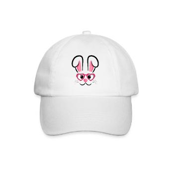 Visage de lapin avec des lunettes en forme de cœur - Casquette classique - blanc/blanc - Devant